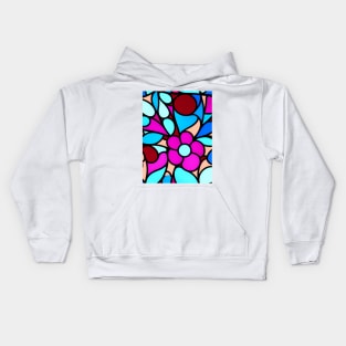 Pink Flower - Stained Glass Design Pattern Kids Hoodie